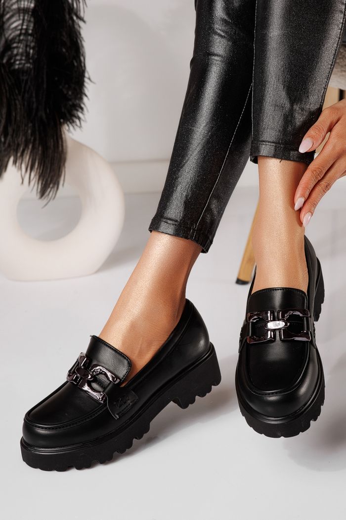 Всекидневни дамски обувки черни от еко кожа Thalia #25130