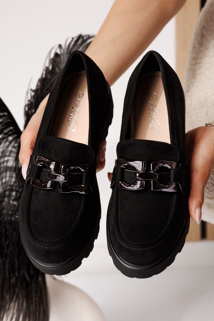 Всекидневни дамски обувки черни от обърната еко кожа Thalia #25131