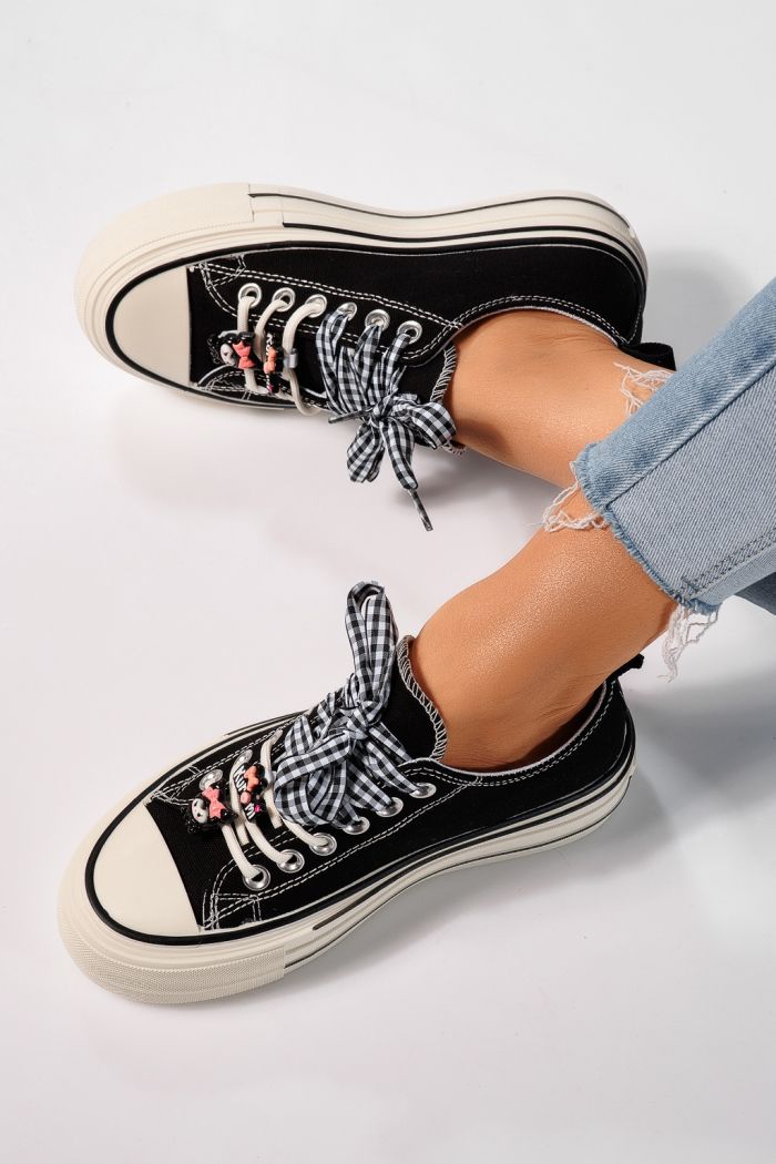 Дамски маратонки черни от текстилен материал Amelia#25236