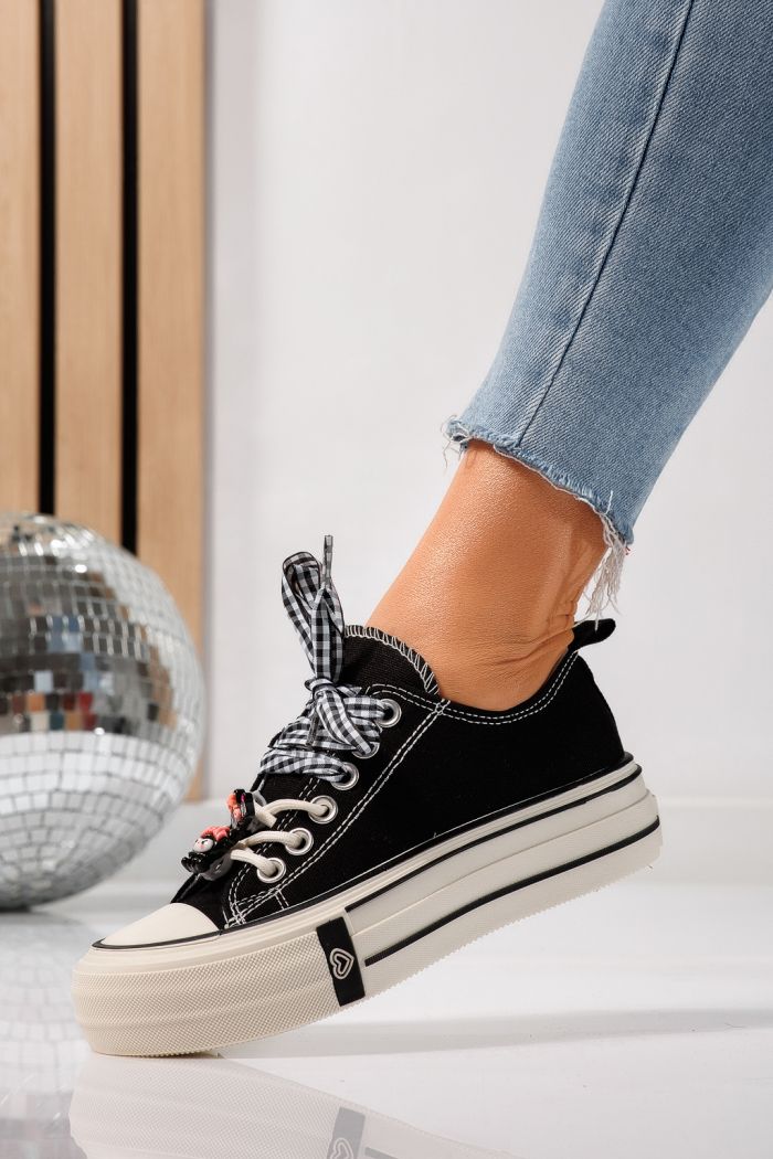 Дамски маратонки черни от текстилен материал Amelia#25236