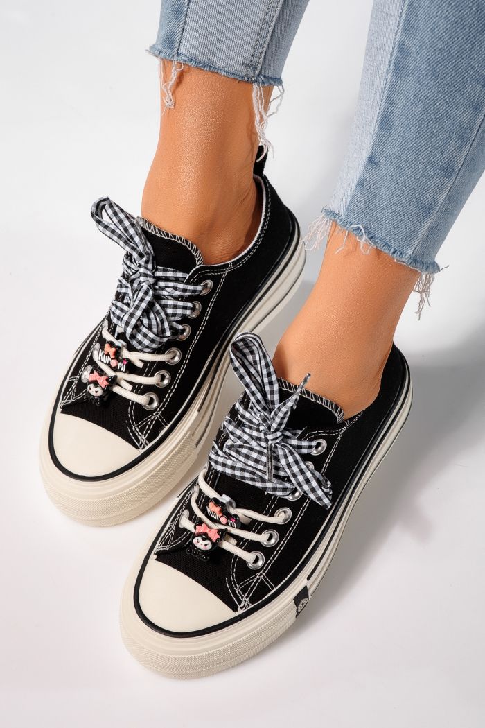 Дамски маратонки черни от текстилен материал Amelia#25236