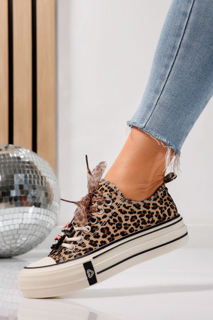 Дамски маратонки леопард от текстилен материал Amelia #25237