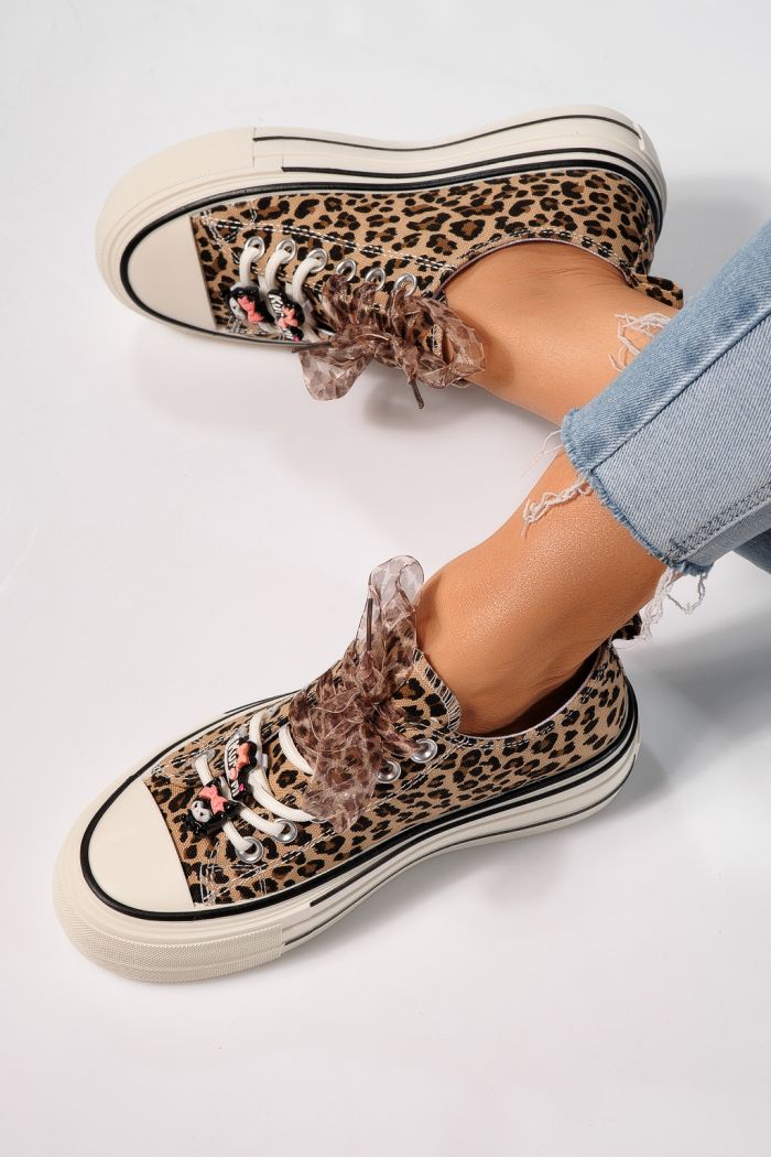 Дамски маратонки леопард от текстилен материал Amelia #25237