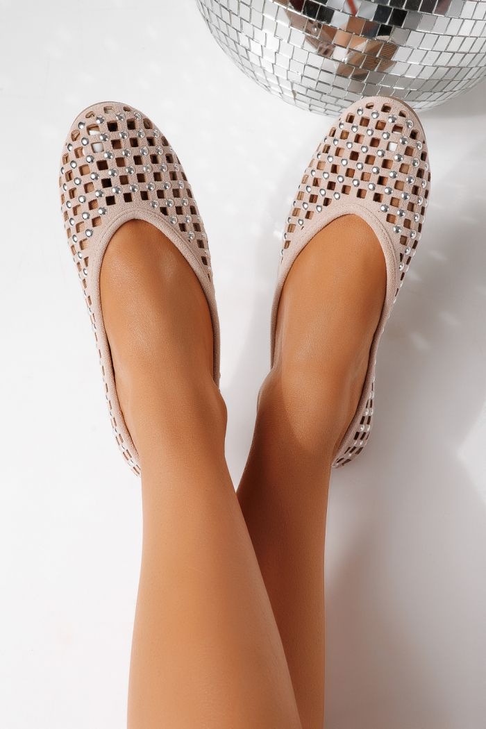 Дамски балерини розови от еко кожа Diamond #25118