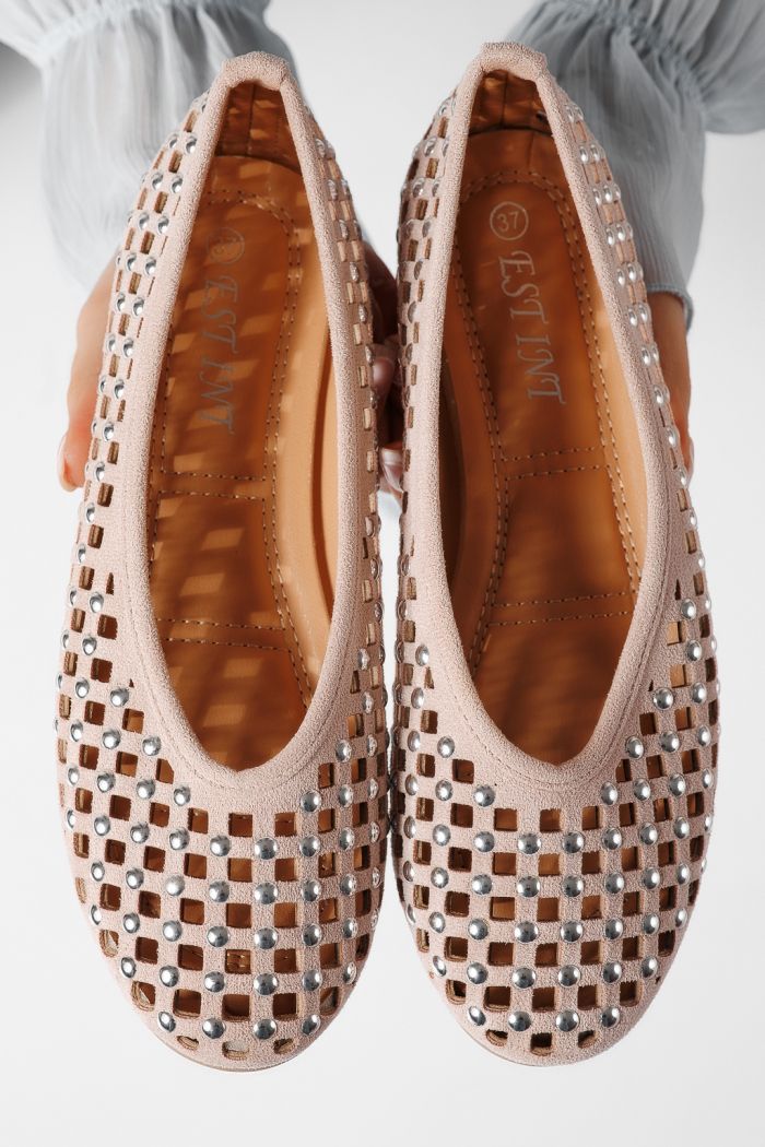 Дамски балерини розови от еко кожа Diamond #25118