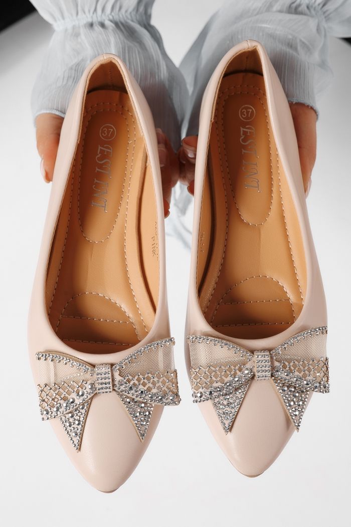 Дамски балерини розови от еко кожа Linnea #25114