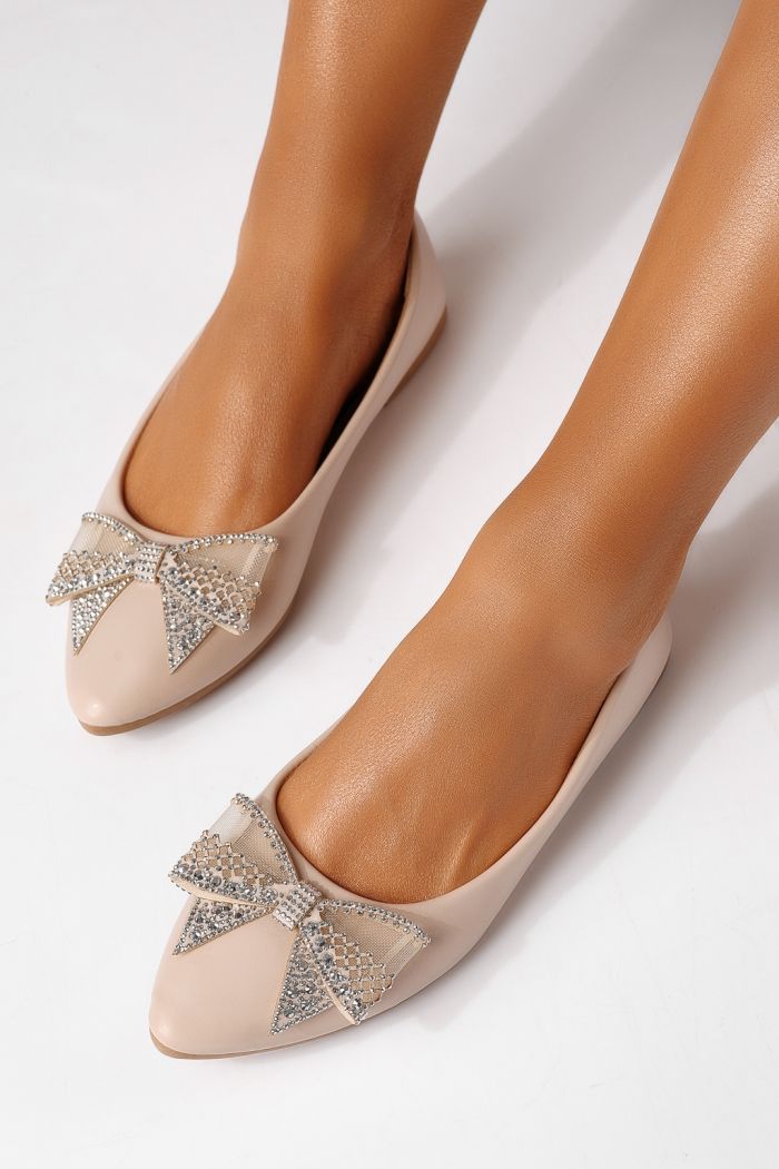 Дамски балерини розови от еко кожа Linnea #25114