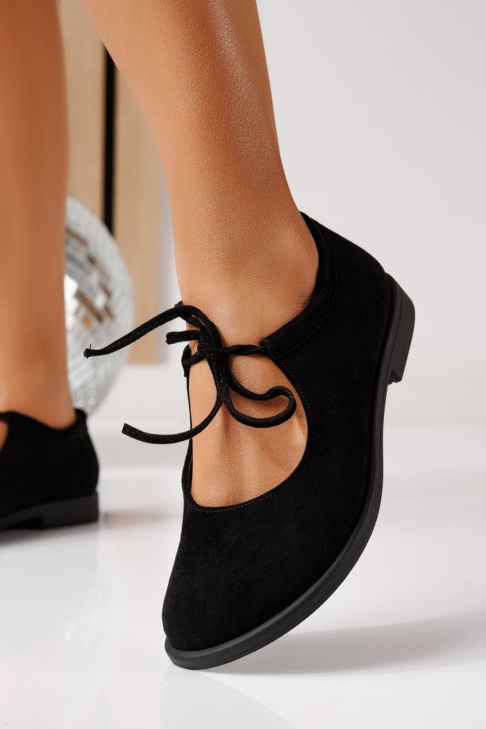 Всекидневни дамски обувки черни от обърната еко кожа Dalia #25014