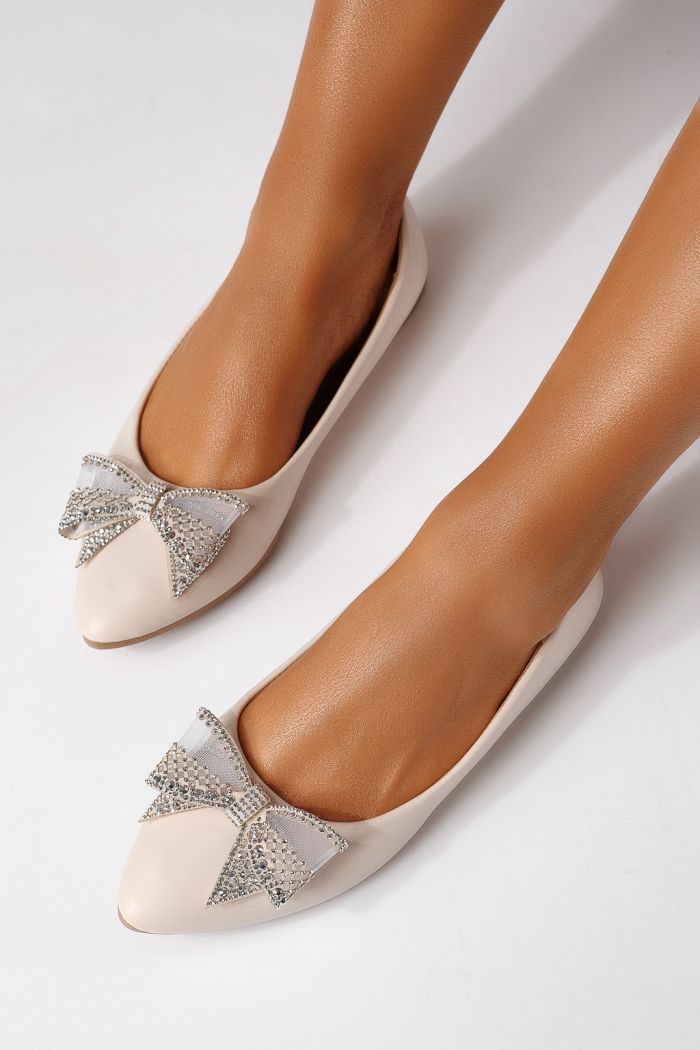 Дамски балерини бежови от еко кожа Linnea #25112