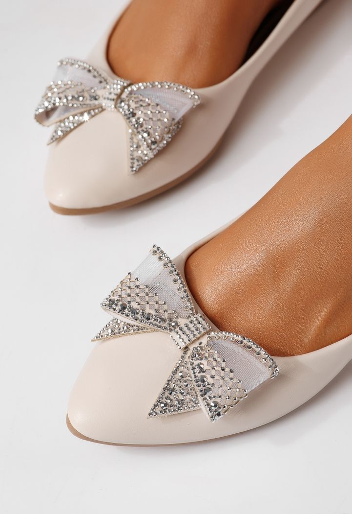 Дамски балерини бежови от еко кожа Linnea #25112