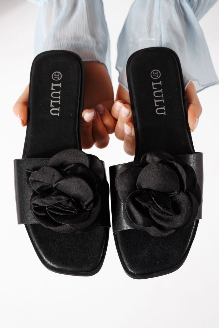 Дамски чехли черни от еко кожа Nerys #25101