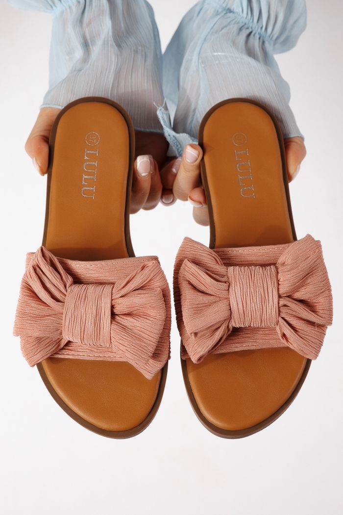 Дамски чехли розови от текстилен материал Zaida #25060