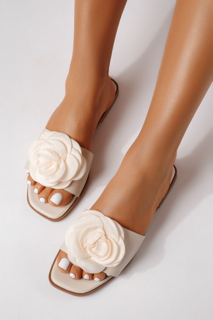 Дамски чехли бежови от еко кожа Nerys #25102