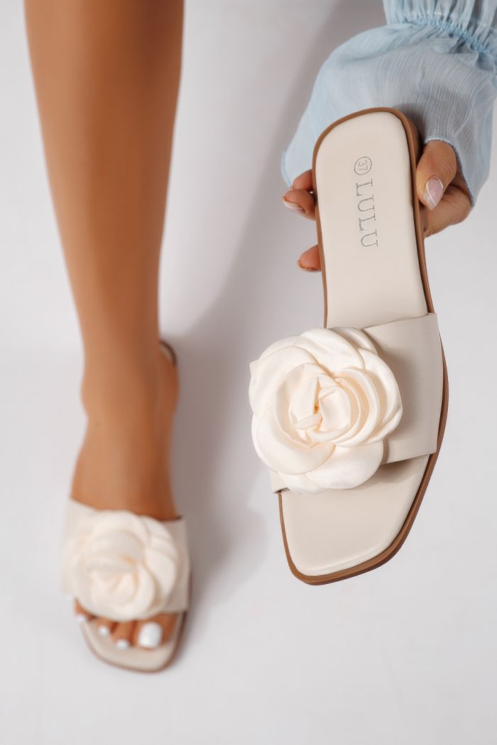 Дамски чехли бежови от еко кожа Nerys #25102