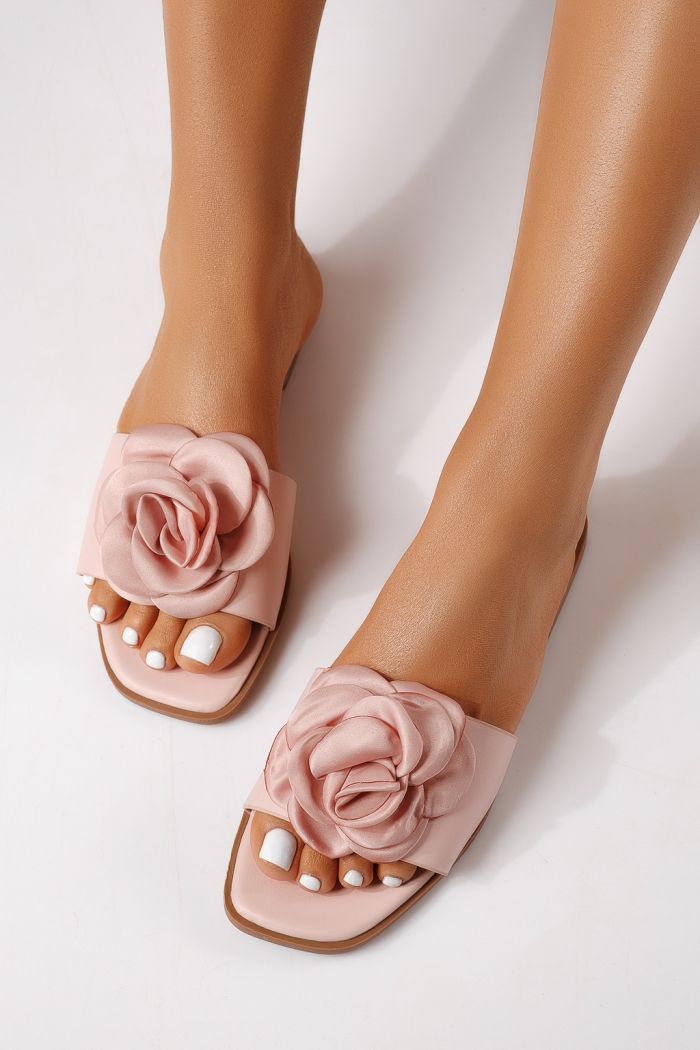 Дамски чехли розови от еко кожа Nerys #25103