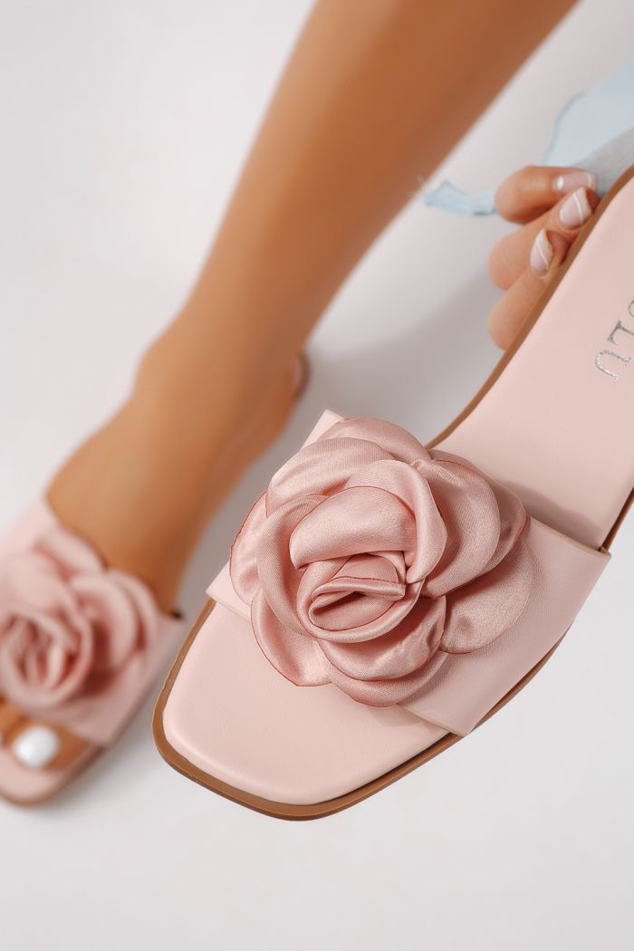 Дамски чехли розови от еко кожа Nerys #25103