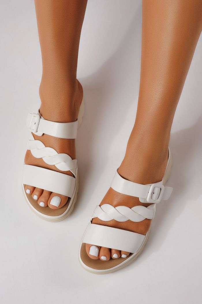 Дамски чехли бели от еко кожа Felisa #25023