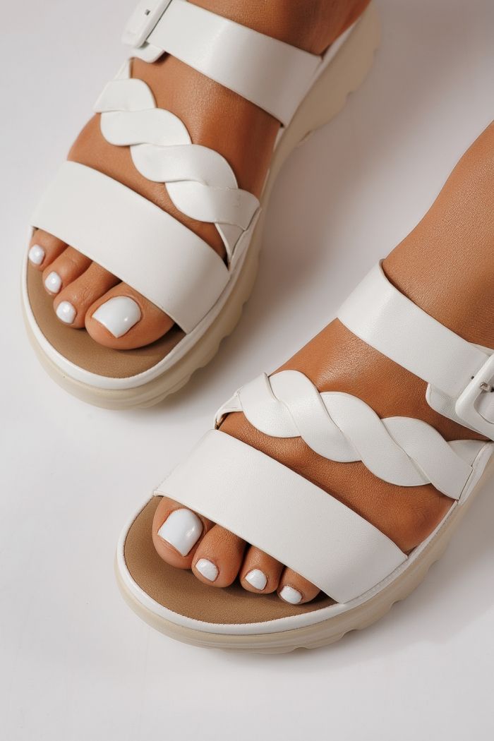 Дамски чехли бели от еко кожа Felisa #25023