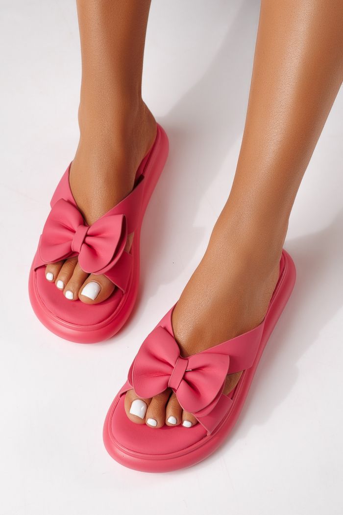 Дамски чехли розови от еко кожа Lorena #25044