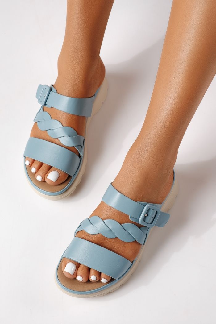 Дамски чехли сини от еко кожа Felisa #25021