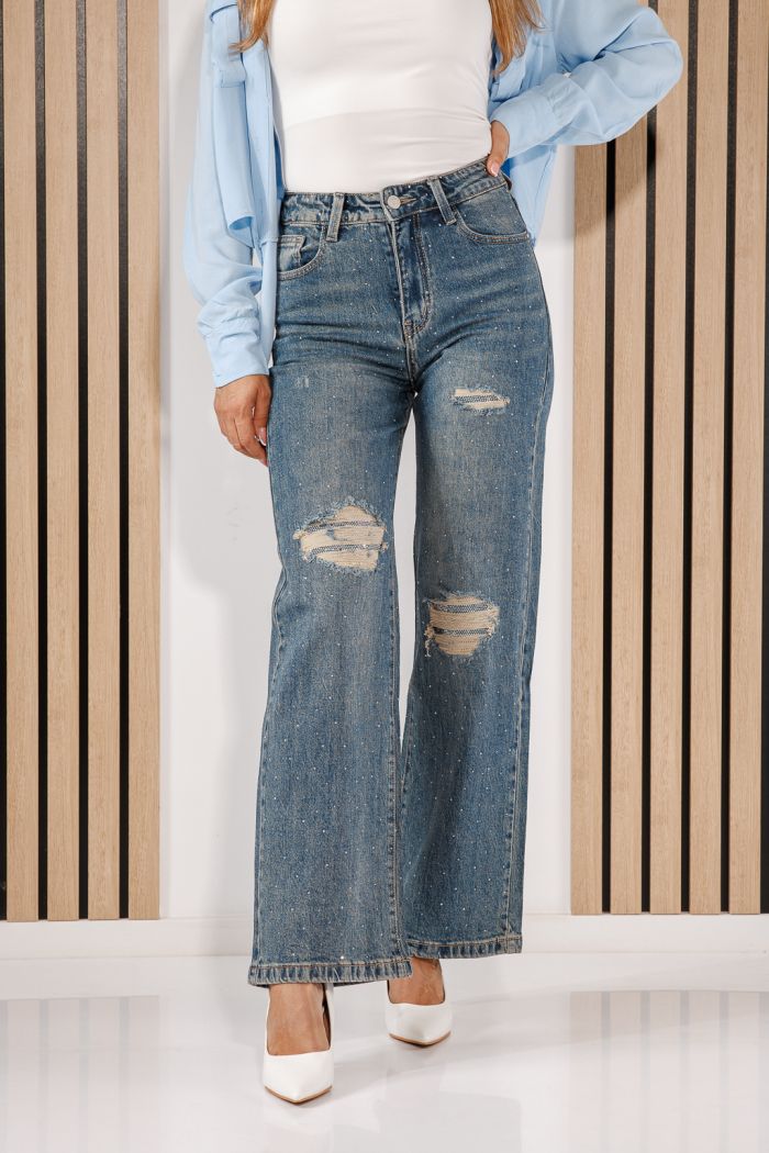 Дамски дънки Wide Leg Fit Neris сини #A1440