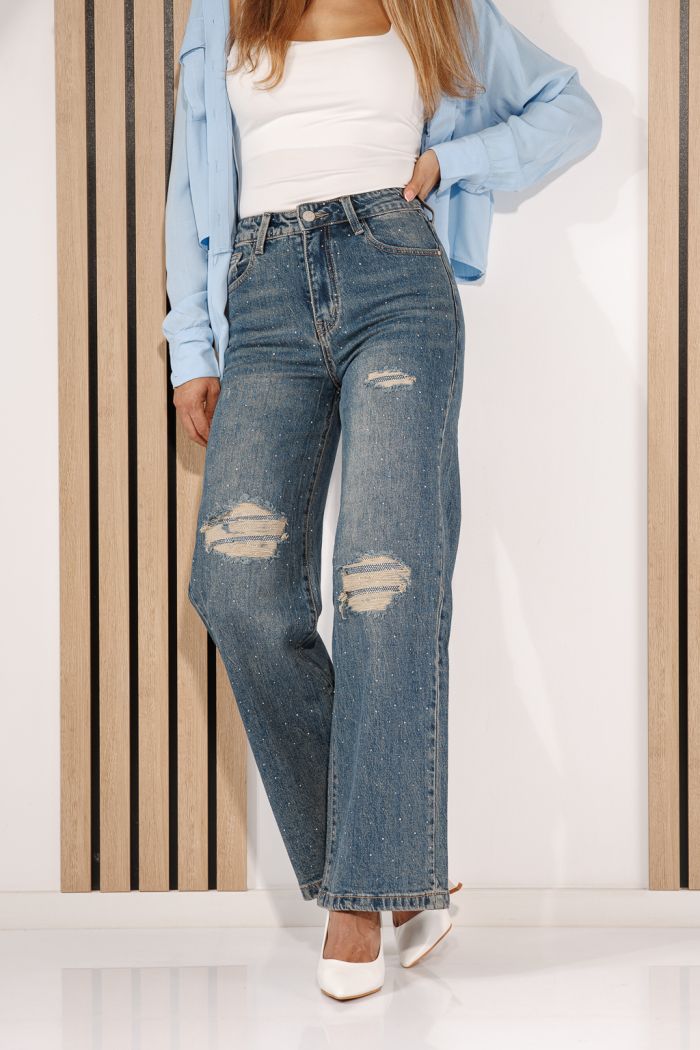 Дамски дънки Wide Leg Fit Neris сини #A1440