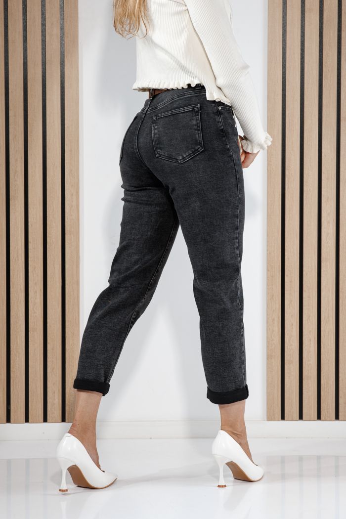 Дамски дънки Mom Fit Anna черни #A1444