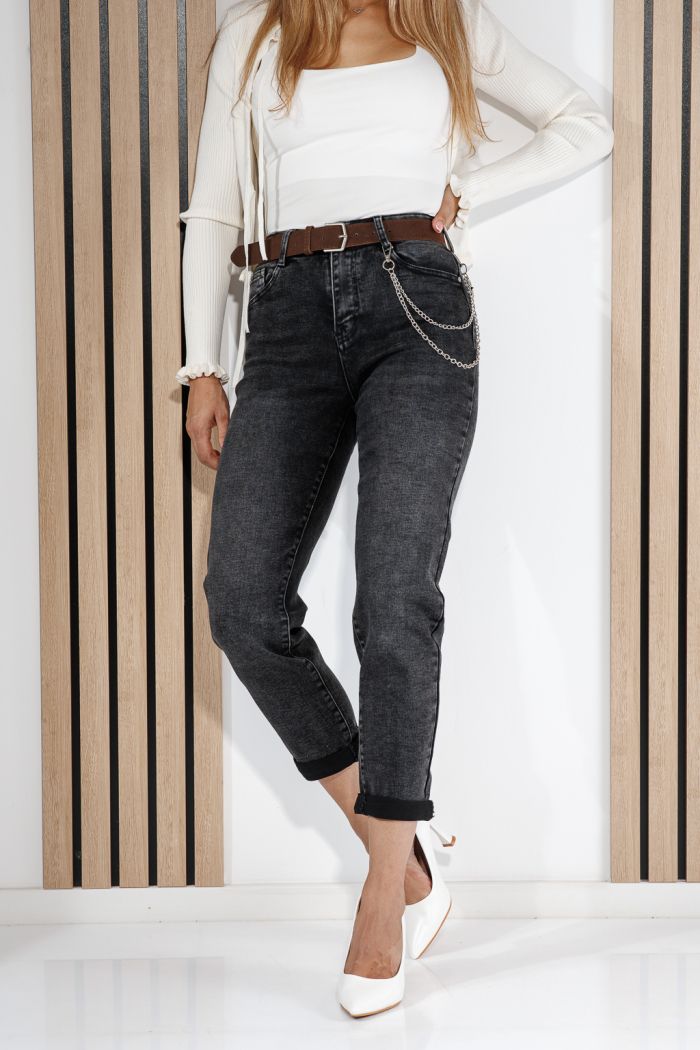 Дамски дънки Mom Fit Anna черни #A1444
