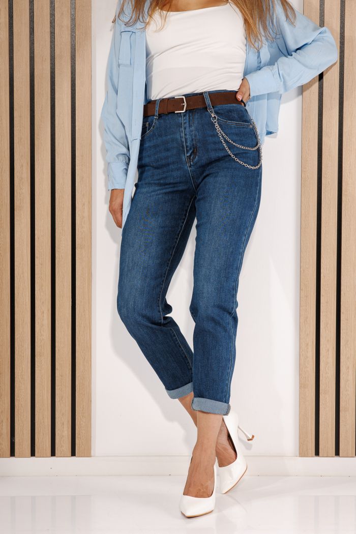 Дамски дънки Mom Fit Azura сини #A1443
