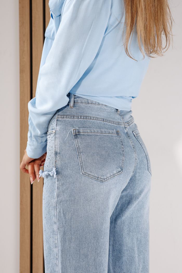 Дамски дънки Wide Leg Lilith сини #A1430