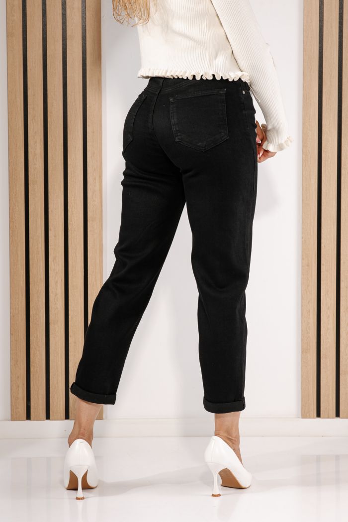 Дамски дънки Mom Fit Livia черни #A1442