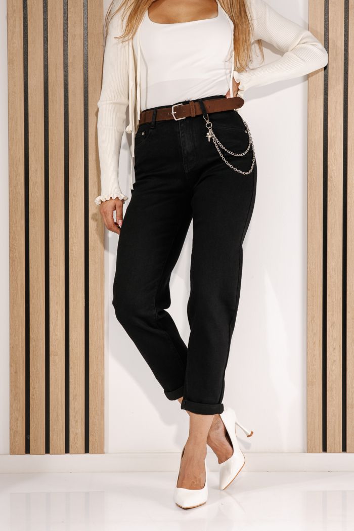 Дамски дънки Mom Fit Livia черни #A1442