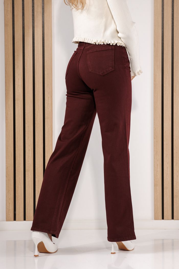 Дамски дънки Wide Leg Azra бордо #A1434