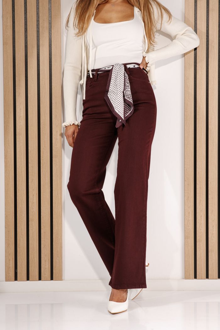 Дамски дънки Wide Leg Azra бордо #A1434