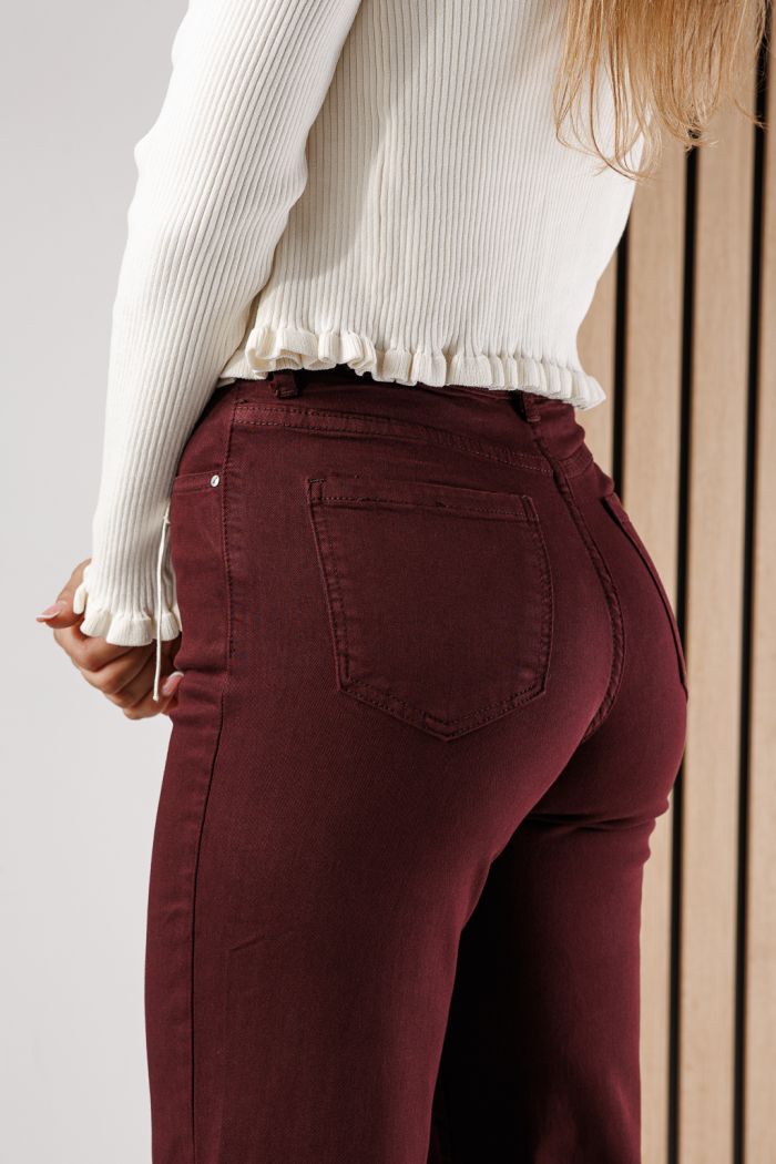 Дамски дънки Wide Leg Azra бордо #A1434