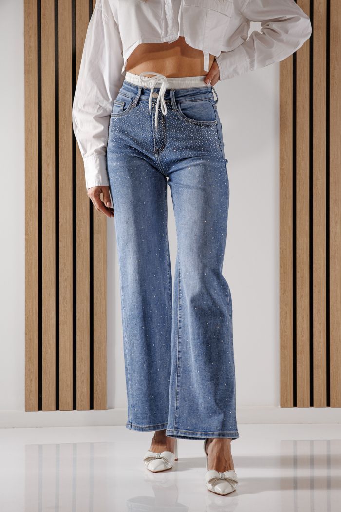 Дънки Wide Leg Fit Дамски Adalia сини #A1449