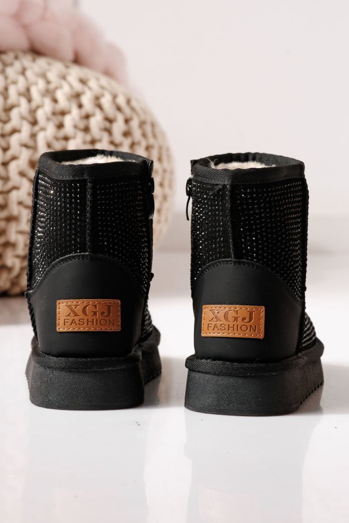 Ватирани боти за момичета тип Ugg черни от еко кожа Nina #30284
