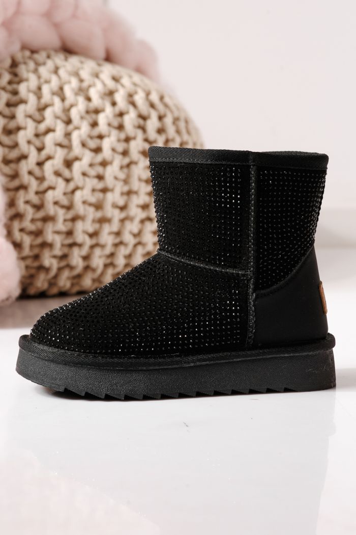 Ватирани боти за момичета тип Ugg черни от еко кожа Nina #30284