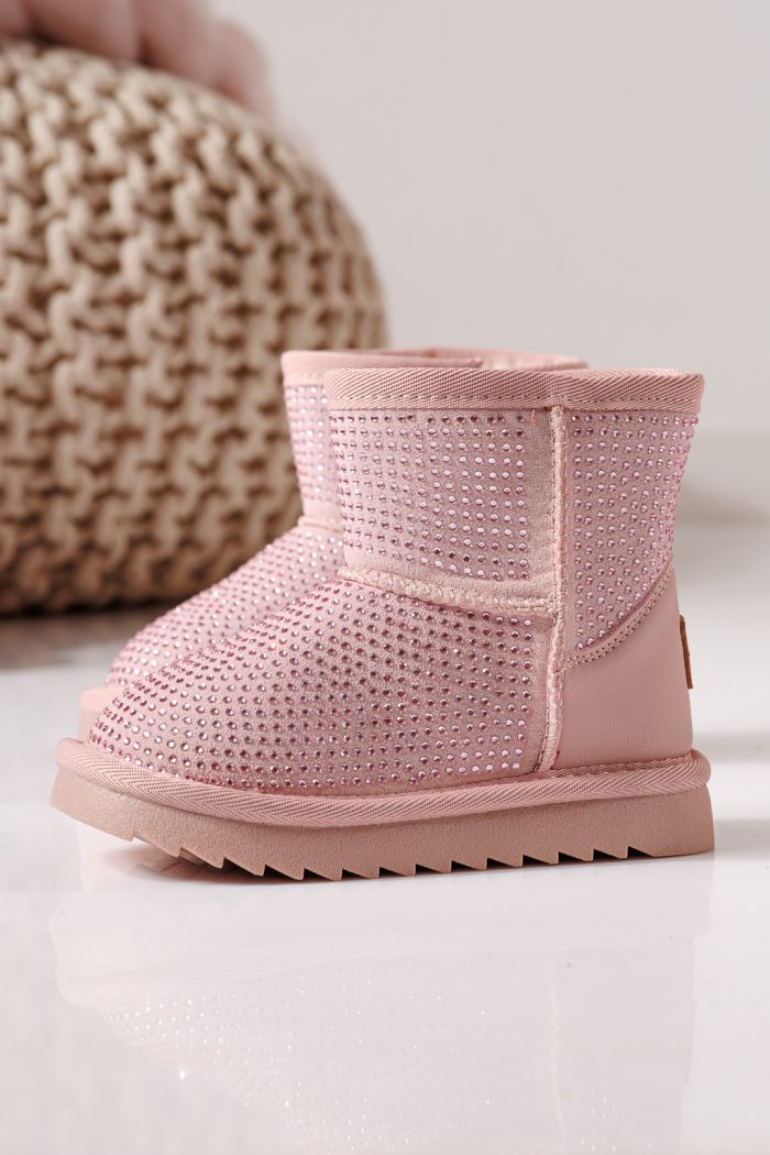 Ватирани боти за момичета тип Ugg розови от еко кожа Nina #30285