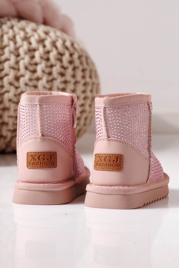 Ватирани боти за момичета тип Ugg розови от еко кожа Nina #30285