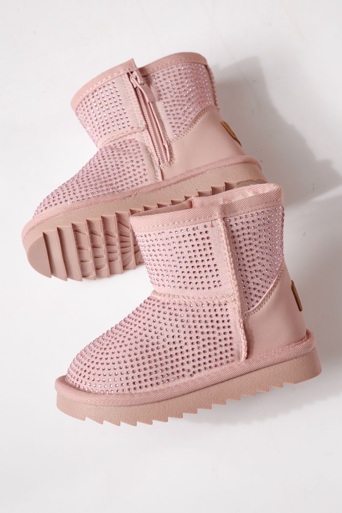 Ватирани боти за момичета тип Ugg розови от еко кожа Nina #30285