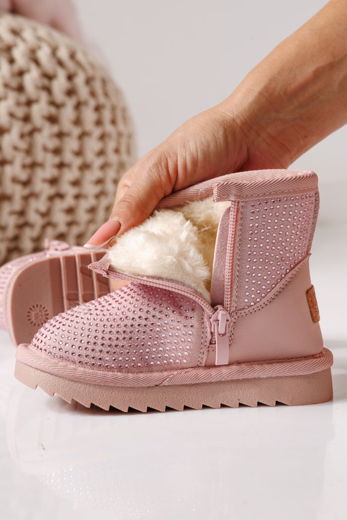 Ватирани боти за момичета тип Ugg розови от еко кожа Nina #30285