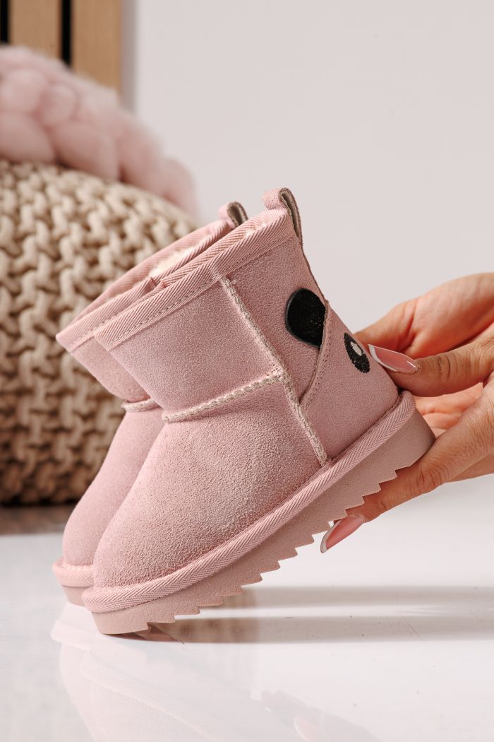 Ватирани боти за момичета тип Ugg розови от обърната естествена кожа Sissy #30296