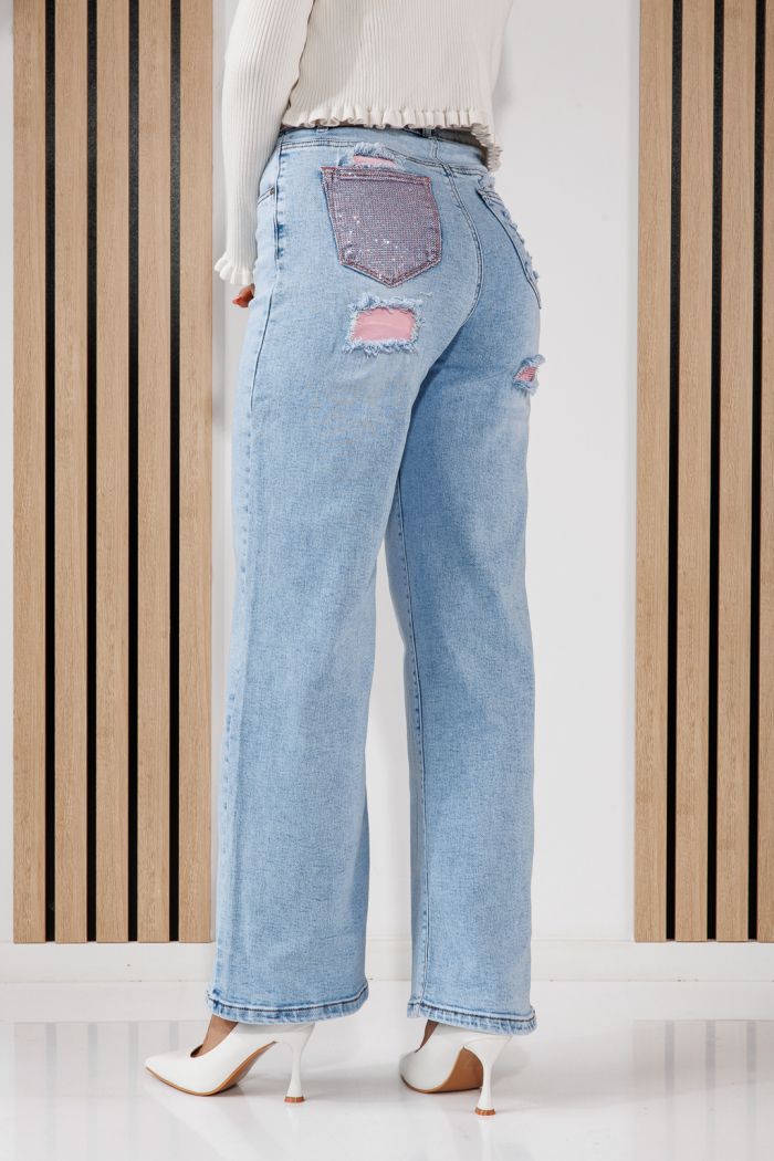 Дамски дънки Wide Leg Talia сини #A1454