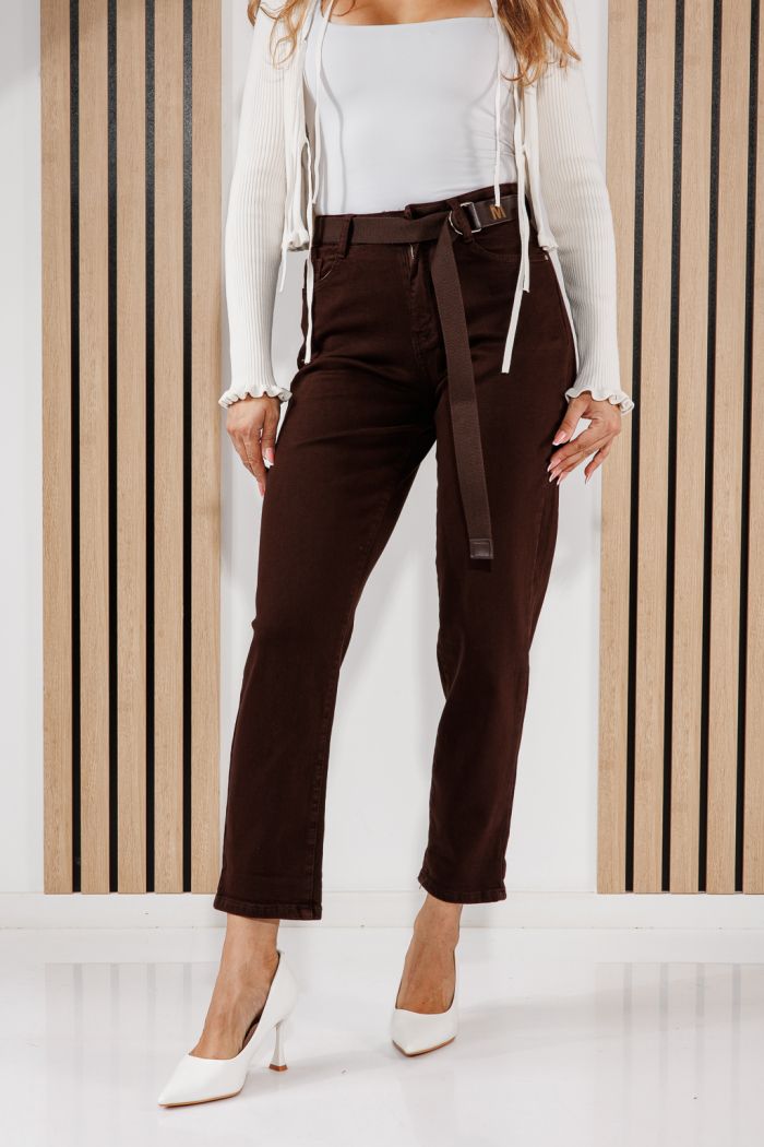 Дамски дънки Baggy Fit Sarah кафяви #A1463
