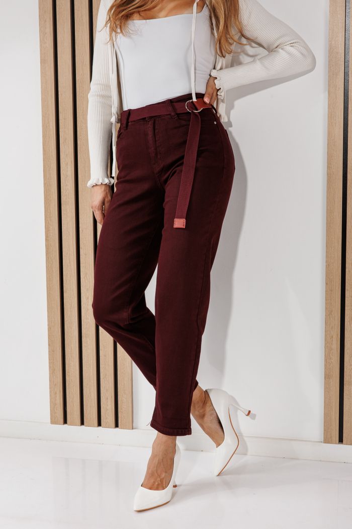 Дамски дънки Baggy Fit Sarah бордо #A1465