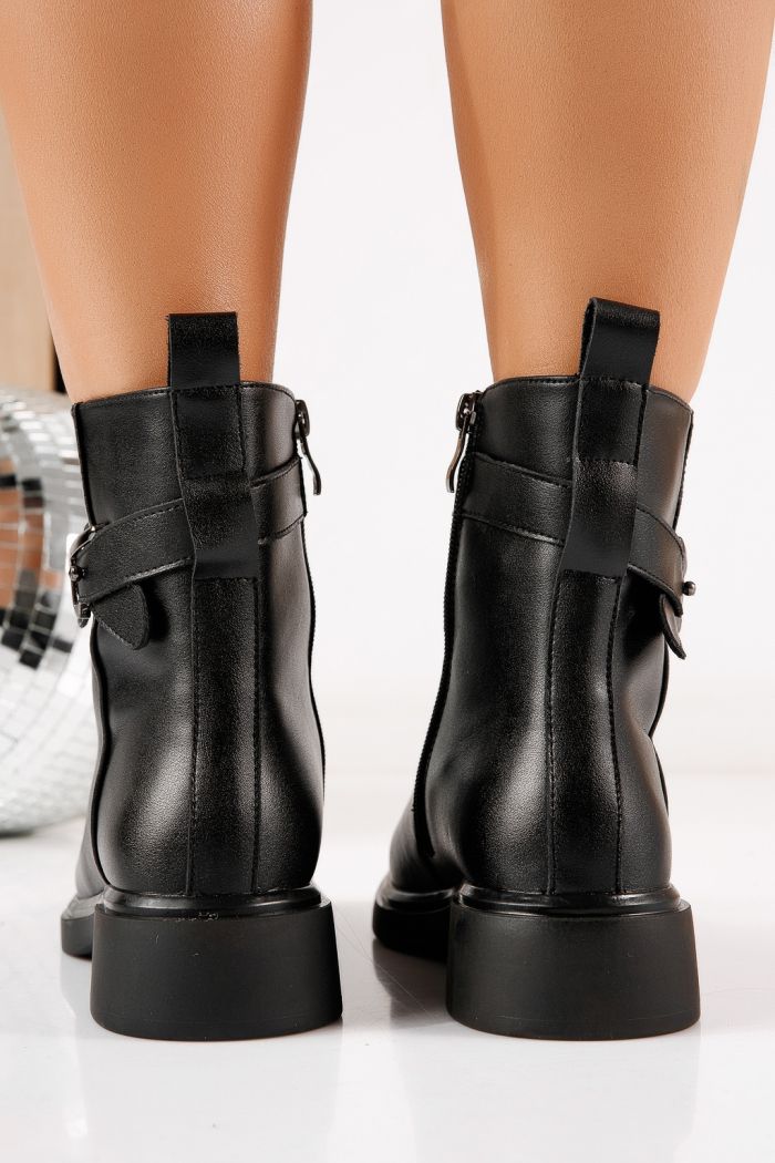 Ватирани дамски боти черни от естествена кожа Ida #30577