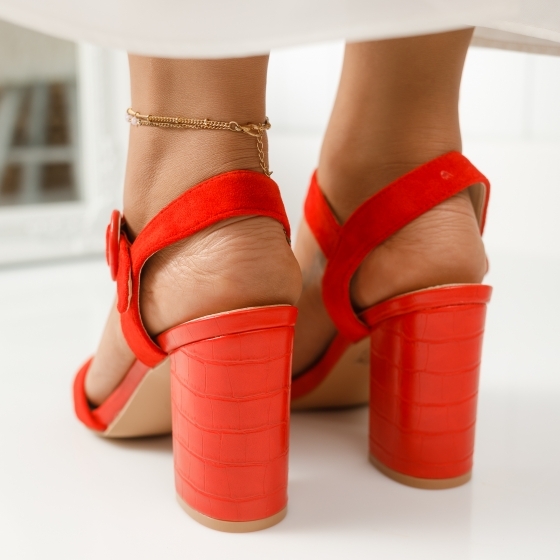 Дамски сандали с ток Daria домати #1227M