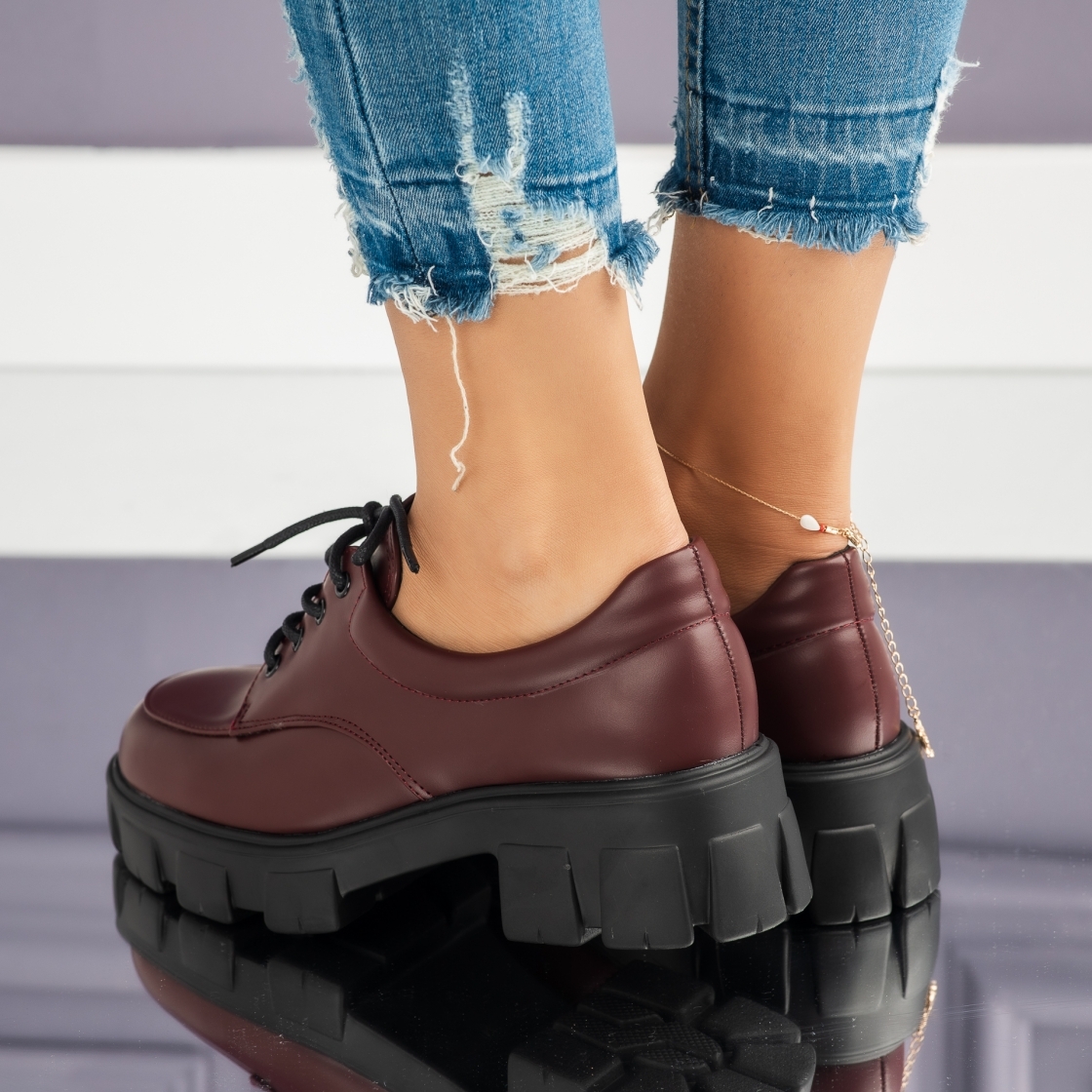 дамски ежедневни обувки Dalia бордо #3718M