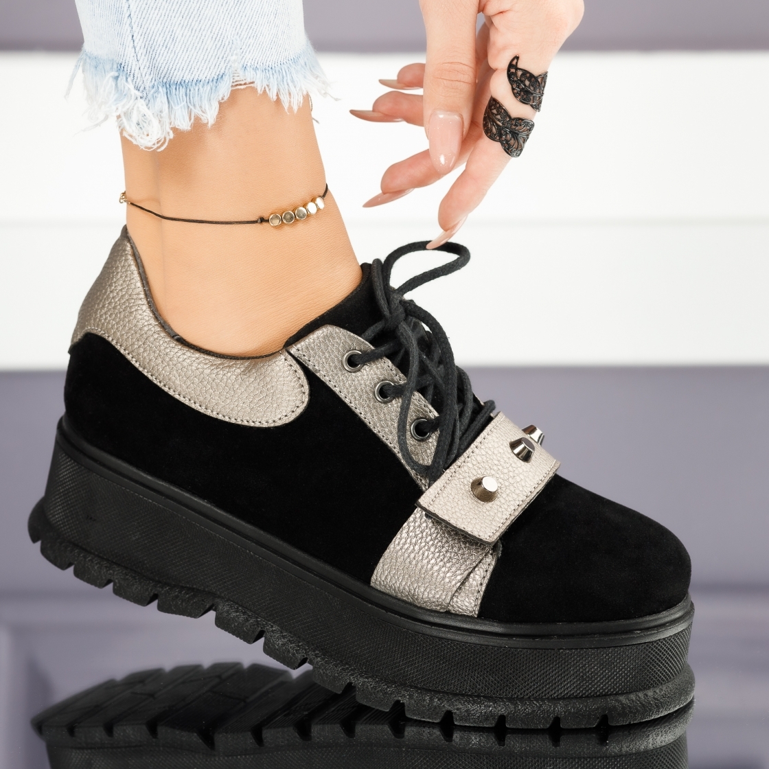 дамски ежедневни обувки Emily черен/Сиво #4036M